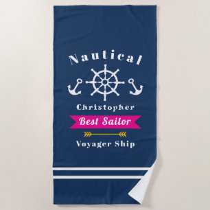 Nautical Best Sailor Navy Beach Towel