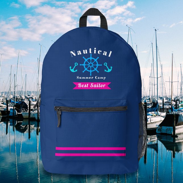  Nautical Best Sailor Navy Printed Backpack (Nautical Best Sailor Navy Backpack.)