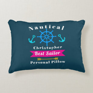 Nautical Best Sailor Teal Accent Pillow