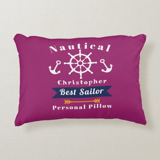  Nautical Best Sailor Wine Red Accent Pillow (Front)