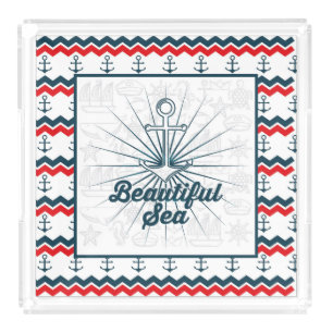 Nautical Beuatiful Sea Anchors Acrylic Tray