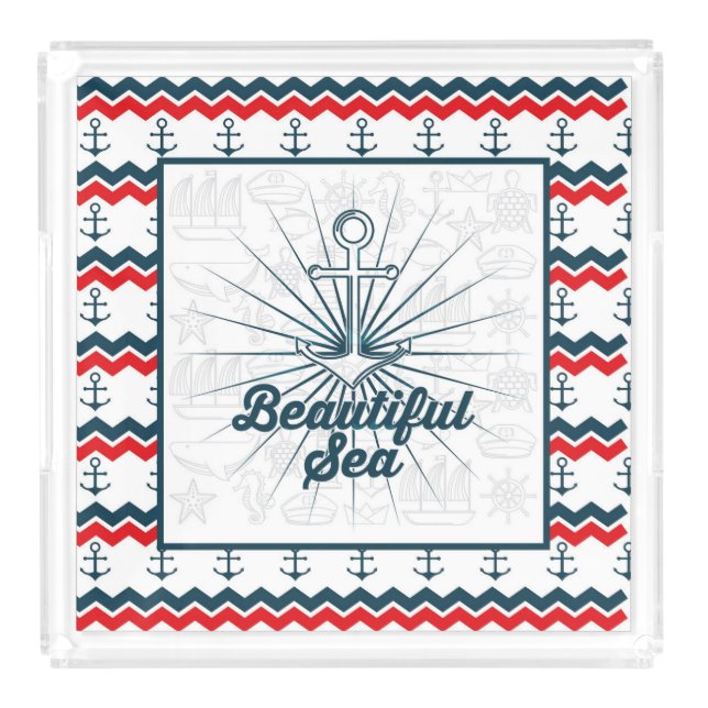 Nautical Beuatiful Sea Anchors Acrylic Tray (Front)