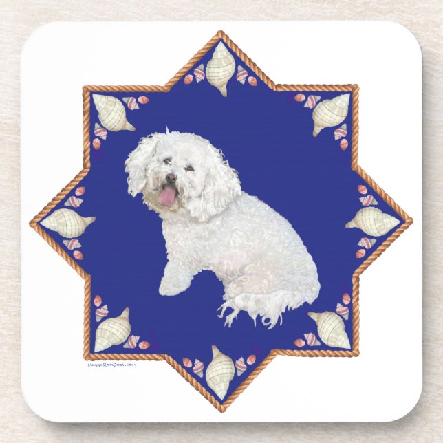 Nautical Bichon Frise Coaster (Front)