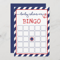 Nautical Bingo Baby Shower Game Navy Red Invitation