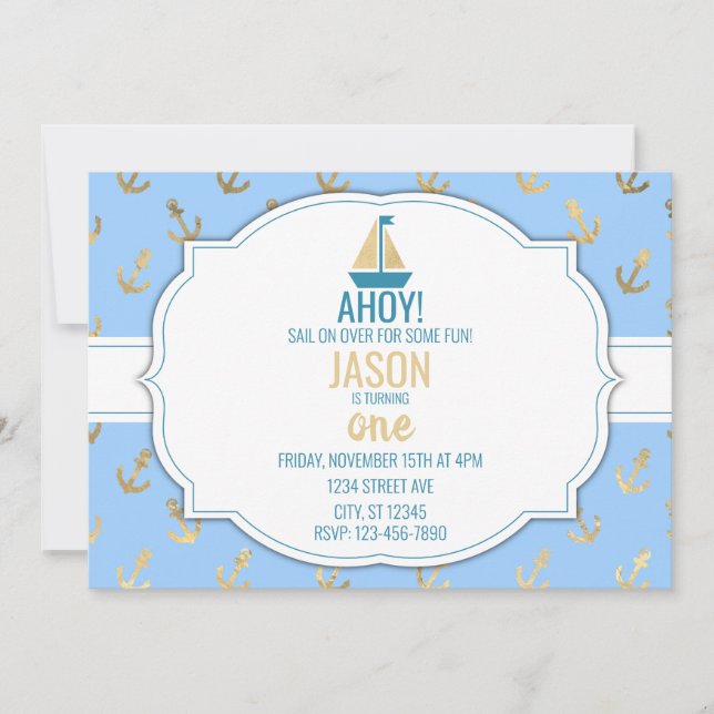 NAUTICAL BIRTHDAY BOY INVITATION (Front)