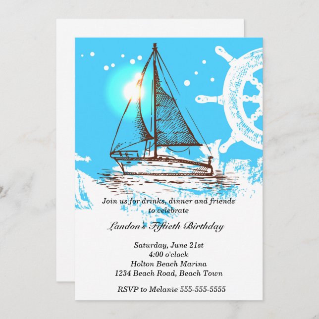 Nautical Birthday Invitation (Front/Back)