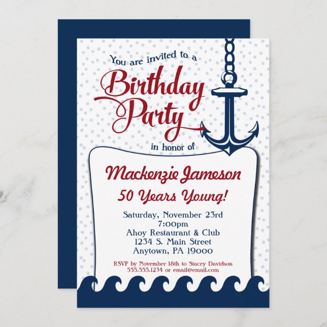 Nautical Birthday Invitation in Navy & Red – CallaChic