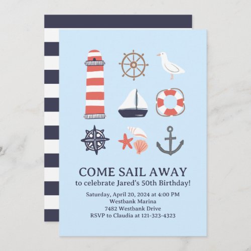 Nautical Birthday Invitation for Adults or Kids