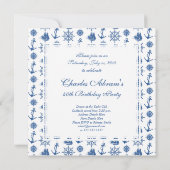 Nautical Birthday Party Blue and White Anchor Invitation (Back)