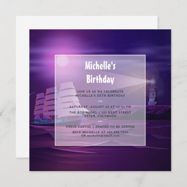 Nautical Birthday Party Invitation (Front/Back)