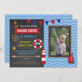 Nautical Birthday Party Photo Sailor Boats Invite (Front/Back)