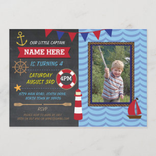 Nautical Birthday Party Photo Sailor Boats Invite