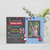 Nautical Birthday Party Photo Sailor Boats Invite (Standing Front)