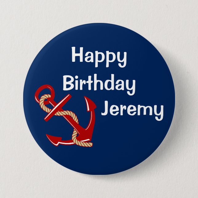 Nautical Birthday Personalized Button (Front)