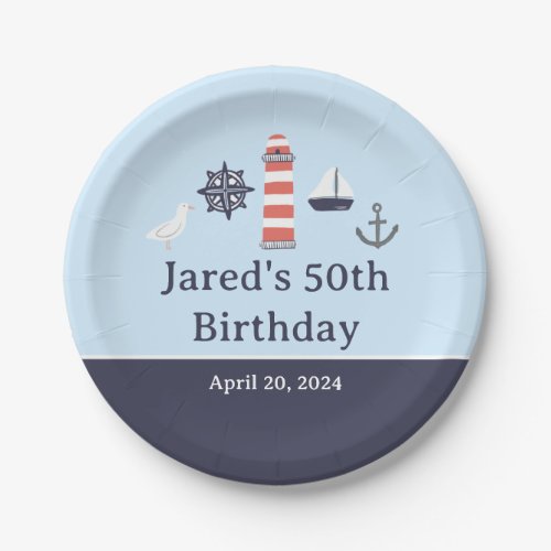 Nautical Birthday Plates for Adults or Kids