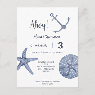 Nautical Birthday Post Card Any Age