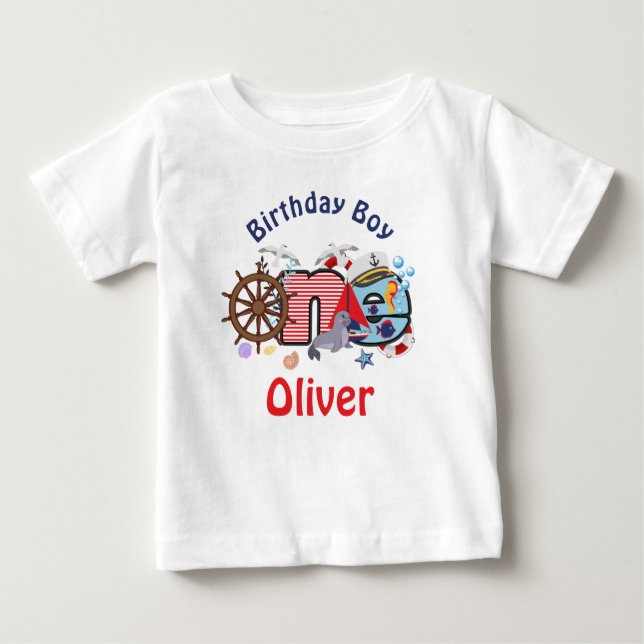 Nautical Birthday Shirt Nautical One Birthday (Front)