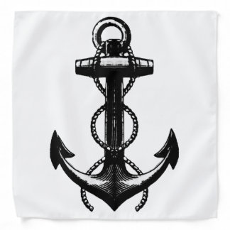 Nautical Black Anchor Bandana