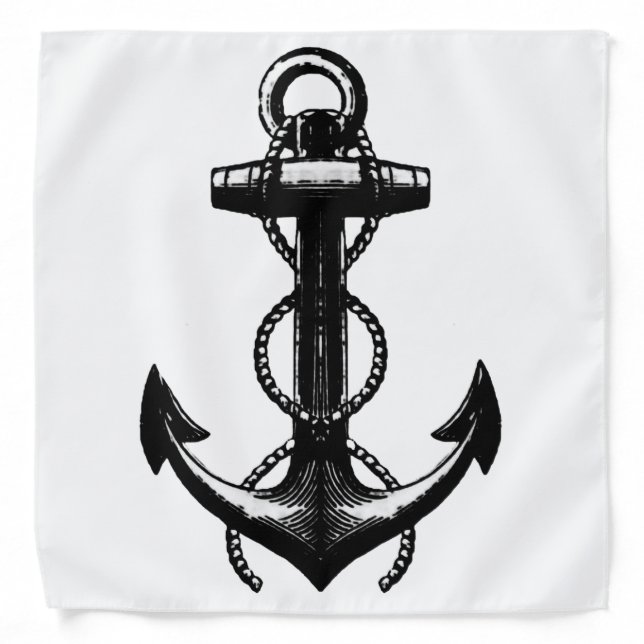 Nautical Black Anchor Bandana (Front)