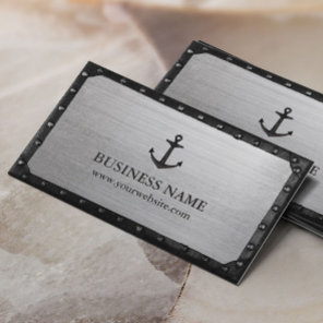 Nautical Black Anchor Dark Framed Cool Metal Business Card