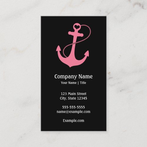 Pink Nautical Anchor Business Cards