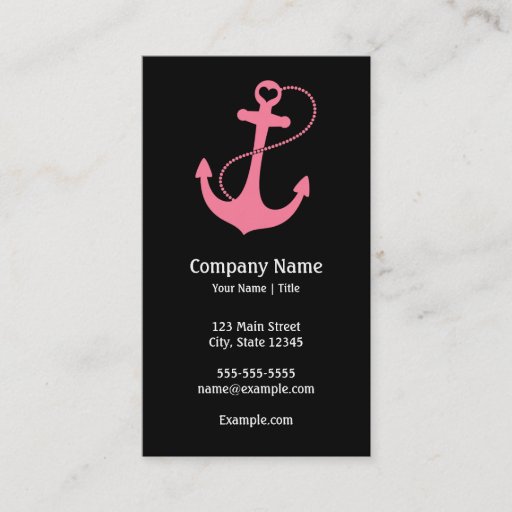 Customizable Pink Nautical Anchor Business Cards