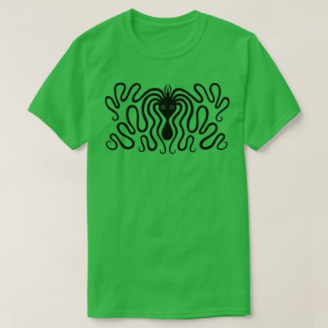 Nautical Black Ocean Octopus T-Shirt (Design Front)