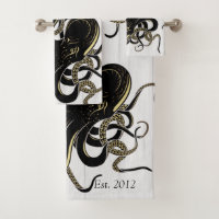 Nautical Black Octopus Coastal White Wood 
