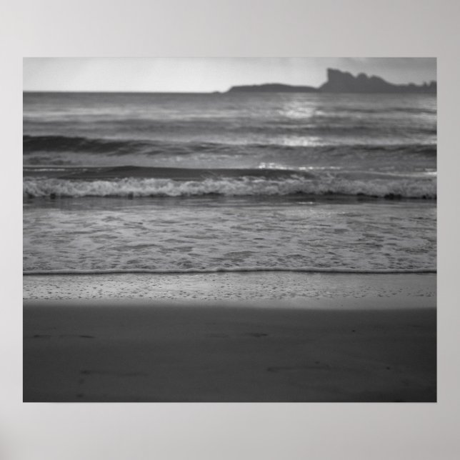 Nautical black & white photograph - beach Seascape Poster (Front)
