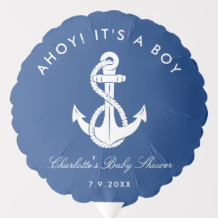 Nautical Blue Anchor Baby Shower Balloon