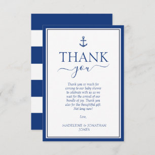 Nautical Blue Anchor Baby Shower Thank You
