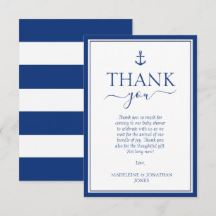 Nautical Blue Anchor Baby Shower Thank You Card