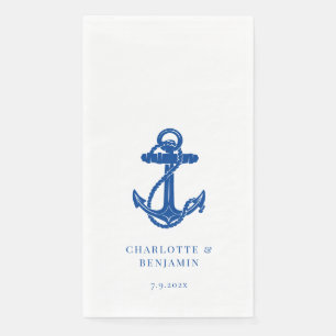 Nautical Blue Anchor Beach Wedding Paper Guest Towels