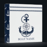 Nautical Blue Anchor Boat Name 3 Ring Binder<br><div class="desc">Nautical Blue Anchor Boat Name design. Matching products can be found in Blue Anchors collection. You are welcome to visit my store for more beautiful products.</div>