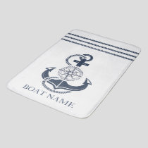 Nautical Blue Anchor Boat Name Bath Mat