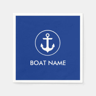 Nautical Blue Anchor Boat Name Cocktail Napkins
