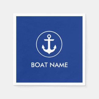 Nautical Blue Anchor Boat Name Cocktail Napkins
