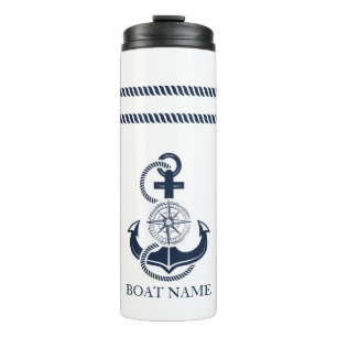 Nautical Blue Anchor Boat Name Thermal Tumbler