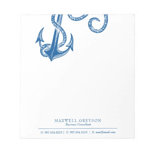 Nautical Blue Anchor Business Notepads