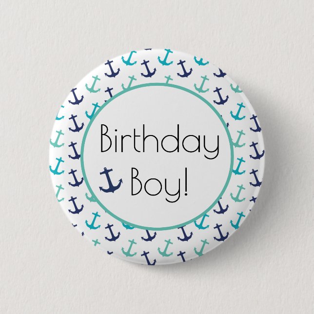 Nautical Blue Anchor Button (Front)