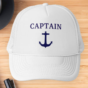 Nautical Blue Anchor Captain Hat