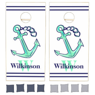 Nautical Blue Anchor Custom Cornhole Set
