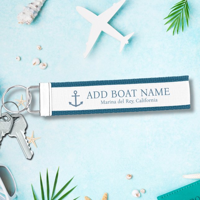 Nautical Blue Anchor Custom Marina & Boat Name Wrist Keychain (Nautical Blue Anchor Custom Marina & Boat Name Wrist Keychain
)