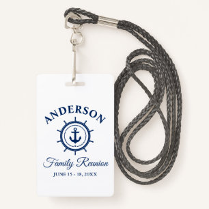 Nautical Blue Anchor Helm Family Reunion Badge
