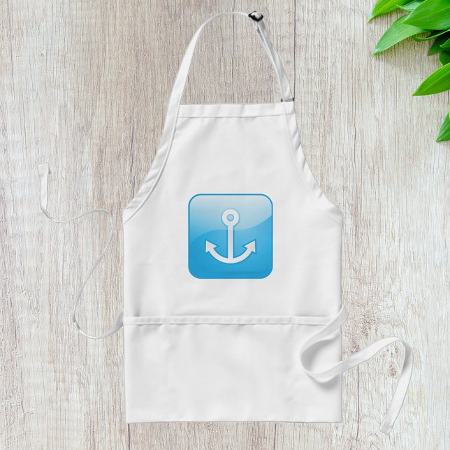 Nautical Blue Anchor Icon Modern Maritime  Adult Apron (Creator Uploaded)