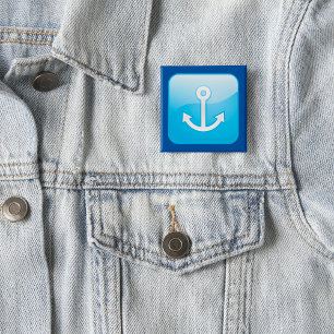 Nautical Blue Anchor Icon Modern Maritime  Button