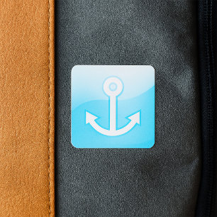 Nautical Blue Anchor Icon Modern Maritime  Square Sticker