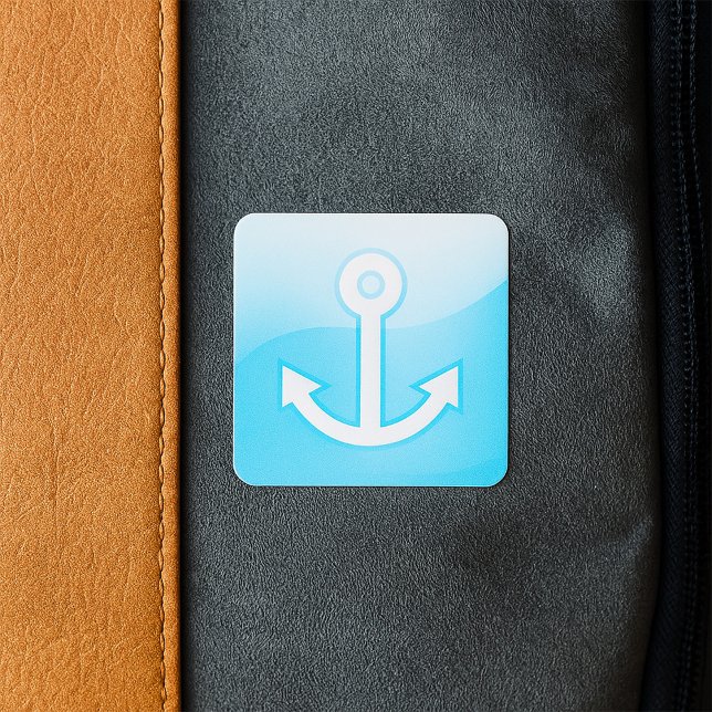 Nautical Blue Anchor Icon Modern Maritime  Square Sticker (Creator Uploaded)