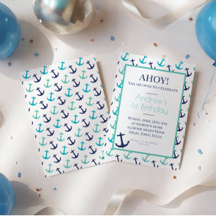 Nautical Blue Anchor Invitation