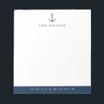 Nautical Blue Anchor Latitude/Longitude Custom Notepad<br><div class="desc">This notepad features your address in latitude and longitude coordinates.  Personalize using the template form.</div>